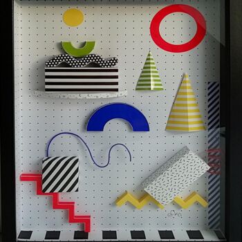 Sculpture titled "Memphis extract" by Efka, Original Artwork, Paper Mounted on Other rigid panel
