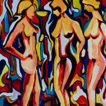Painting titled "FORÊT MYSRÉRIEUSE" by Esdez, Original Artwork, Oil