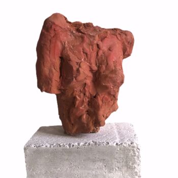 Sculpture titled "torse brique" by Dominique Ganiage, Original Artwork, Clay