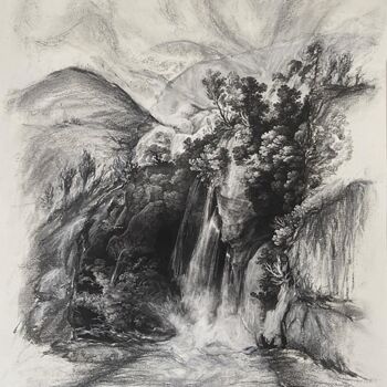 Drawing titled "Photo fusain avec R…" by Claudia Vialaret, Original Artwork, Charcoal