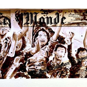 Drawing titled "Le peuple libéré ! " by Bdv, Original Artwork, Ink