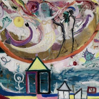Peinture intitulée "Cité des Anges ✨ 👼🏻✨" par Lumina Wang, Œuvre d'art originale, Huile