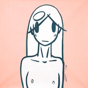 Painting titled "Blanco Venus Peach" by Takeru Amano, Original Artwork, Acrylic