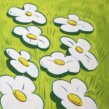 Painting titled "Daisy Field " by Takeru Amano, Original Artwork, Acrylic