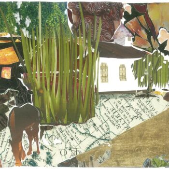 Collages titled "Calme aux Marquises" by Marc Raynaud, Original Artwork, Collages