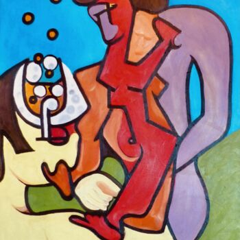 Painting titled " Pensées, effervesc…" by Esdez, Original Artwork, Oil