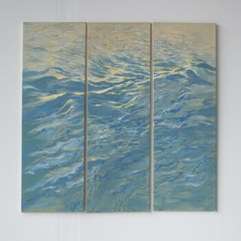 Painting titled "La Seine, l'hiver." by Aude Monier, Original Artwork, Acrylic Mounted on Wood Stretcher frame