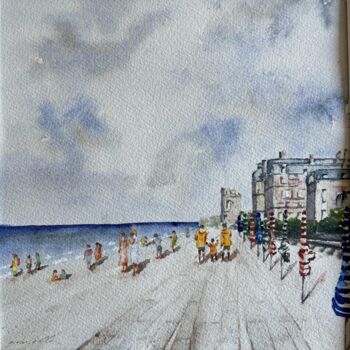 Painting titled "Les planches à Trou…" by Gabrielle, Original Artwork, Watercolor