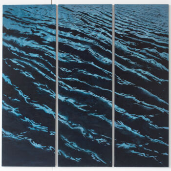 Painting titled "La Seine, la nuit." by Aude Monier, Original Artwork, Acrylic Mounted on Wood Stretcher frame