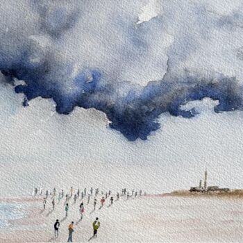 Peinture intitulée "En chemin vers le n…" par Gabrielle, Œuvre d'art originale, Aquarelle Monté sur Carton