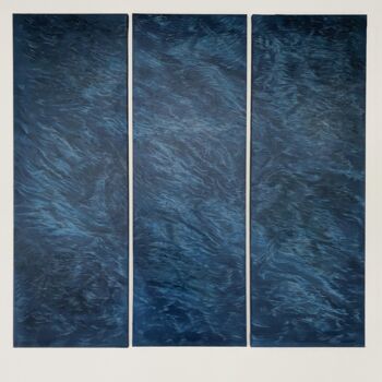 Painting titled "Les Flots" by Aude Monier, Original Artwork, Acrylic Mounted on Wood Stretcher frame