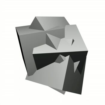 Drawing titled "N weightless cubes…" by Alain Longuet, Original Artwork