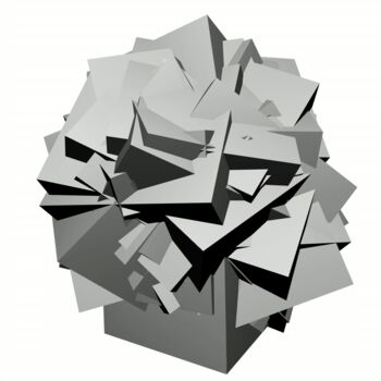 Drawing titled "N weightless cubes…" by Alain Longuet, Original Artwork