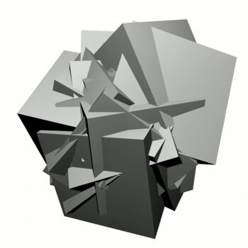 Drawing titled "N weightless cubes…" by Alain Longuet, Original Artwork