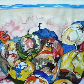 Art textile intitulée "Les pommes d'Icare" par Lautum, Œuvre d'art originale, Huile