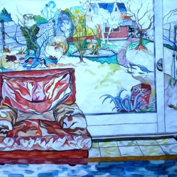 Textile Art titled "The dock of the bai…" by Lautum, Original Artwork, Oil