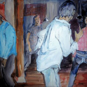 Painting titled "Fête 4" by Carole Leprince, Original Artwork, Acrylic