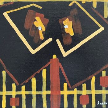 Painting titled "Derrière les barrea…" by Amélie Romet, Original Artwork, Acrylic Mounted on Wood Stretcher frame