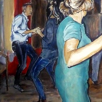 Painting titled "Fête 2" by Carole Leprince, Original Artwork, Acrylic