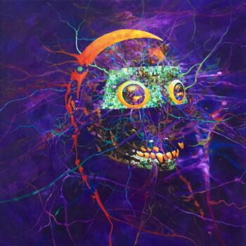 Peinture intitulée "skullone" par Christophe Challier, Œuvre d'art originale, Huile