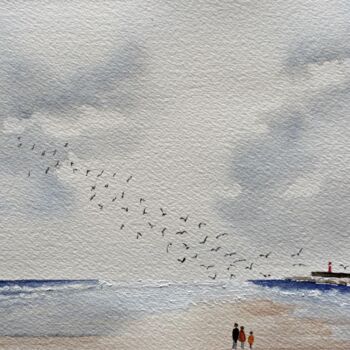 Peinture intitulée "S'évader" par Gabrielle, Œuvre d'art originale, Aquarelle Monté sur Carton