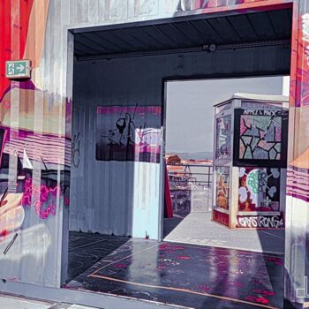 Printmaking titled "La cabine téléphoni…" by Christian Lefevre, Original Artwork, Aluminium