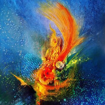 Painting titled "le Cinquième Elément" by Patrice Bru, Original Artwork, Acrylic