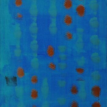 Painting titled "Modernité en bleu" by Vionne, Original Artwork, Acrylic Mounted on Wood Stretcher frame