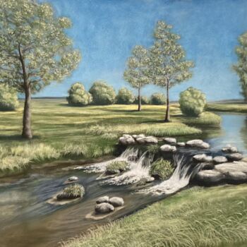 Drawing titled "Spring in the parc…" by Ekaterina Kaneva, Original Artwork, Pastel