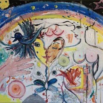 Peinture intitulée "Two Hearts in a Sep…" par Lumina Wang, Œuvre d'art originale, Huile