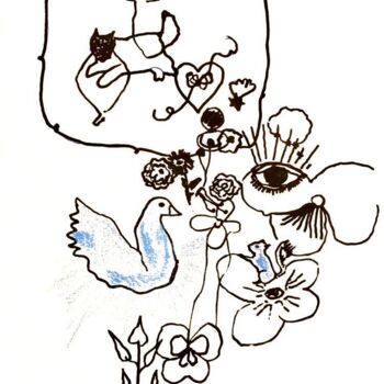 Dessin intitulée "Particules élémenta…" par Laetitia Sk, Œuvre d'art originale, Crayon