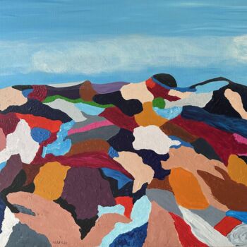 Painting titled "Montagne de vêtemen…" by Violette Guardia Decoin, Original Artwork, Acrylic Mounted on Wood Stretcher frame