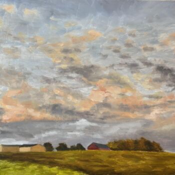 Painting titled "L’Humery" by Anne Vervoort, Original Artwork, Oil Mounted on Wood Stretcher frame