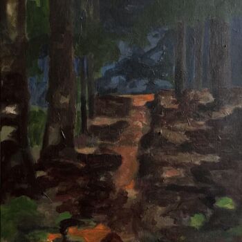 Painting titled "forêt nuit" by Julie Perrin, Original Artwork, Acrylic