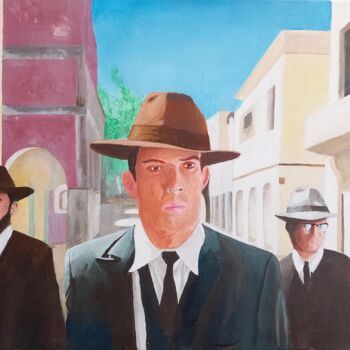 Painting titled "Trois Hommes" by Paul Sullivan, Original Artwork, Acrylic Mounted on Wood Stretcher frame