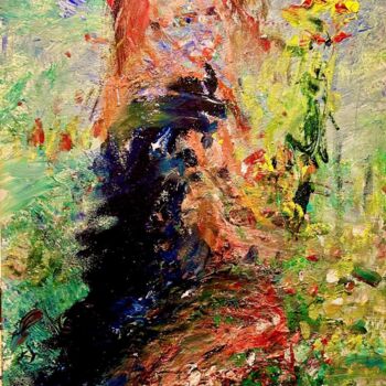 Peinture intitulée "Femme et son bouquet" par Julien Danaux, Œuvre d'art originale, Carton