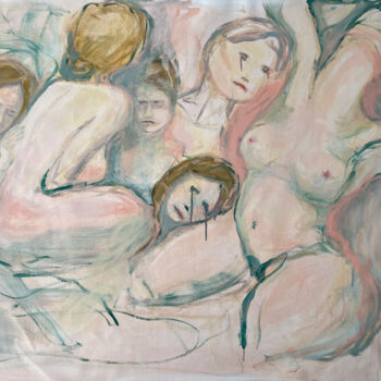 Painting titled "The faces of sadnes…" by Aude Monier, Original Artwork, Acrylic