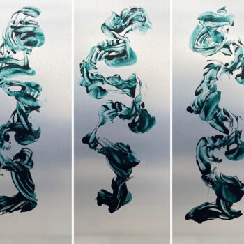 Peinture intitulée " Triptyque Ecritures" par Ludovic Pessin, Œuvre d'art originale, Aluminium