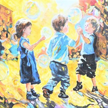 Painting titled "Bulles de savon" by Marie-Laure Tournier, Original Artwork, Acrylic