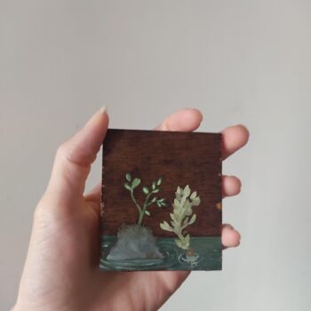 Painting titled "Horloge végétale " by Lucie Postel, Original Artwork, Oil