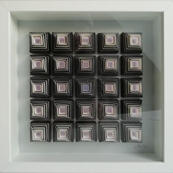 Sculpture titled "De cube en cube" by Efka, Original Artwork, Paper Mounted on Other rigid panel