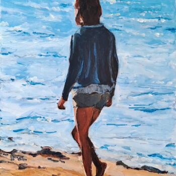 Painting titled "Je marche 1" by Carole Leprince, Original Artwork, Acrylic