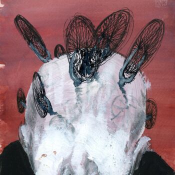 Drawing titled ""BIKEMAN"" by Vicente Occhionero, Original Artwork, Acrylic