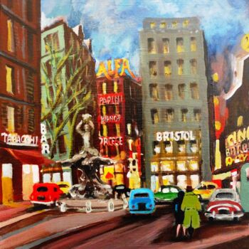 Painting titled "Roma Piazza Barberi…" by Koen De Weerdt, Original Artwork, Acrylic