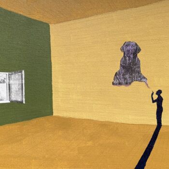 Collages titled "Danny the dog" by Giacomo Renaud, Original Artwork, Acrylic