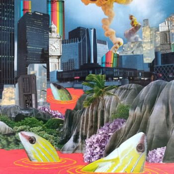 Collages titled "fish'tre" by Judith Latino, Original Artwork, Collages