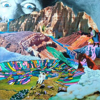 Collages titled "Solitude cosmique,…" by Judith Latino, Original Artwork, Collages