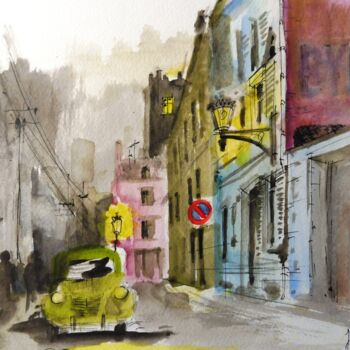 Drawing titled "Banlieue" by Koen De Weerdt, Original Artwork, Watercolor
