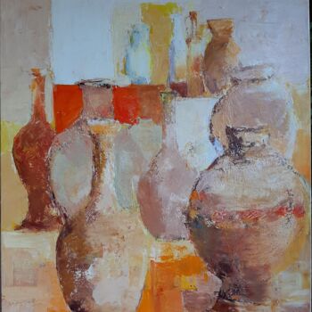 Painting titled "POTERIES ET TERRES…" by Corinne, Original Artwork, Acrylic