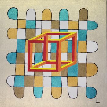 Painting titled "cube impossible" by Laurent  Taillebois, Original Artwork, Acrylic